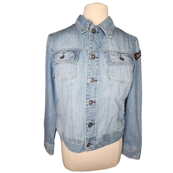 2004 Tommy Hilfiger Jean Jacket With Harley Davidson Patches Fits Medium - Picture 2 of 16